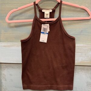 Brown sleeveless crop top